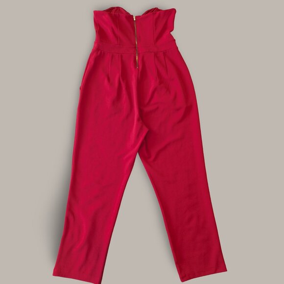 Express Red Strapless Jumpsuit with Pockets - Size 10 - Picture 4 of 7